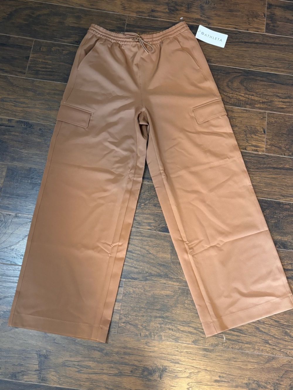 Athleta Wide-Leg Cargo Pants in Warm Tan